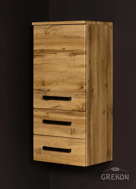 Regał łazienkowy dąb naturalny 40x89cm FOKUS LOFT z dwiema szufladami