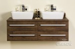Szafka łazienkowa antyczne drewno 120cm FOKUS z dwiema umywalkami