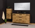 Regał łazienkowy dąb naturalny 40x89cm FOKUS LOFT z dwiema szufladami