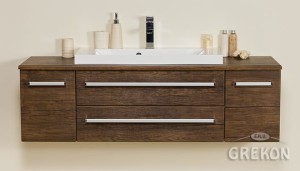 Szafka łazienkowa antyczne drewno 140cm FOKUS z blatem i umywalką